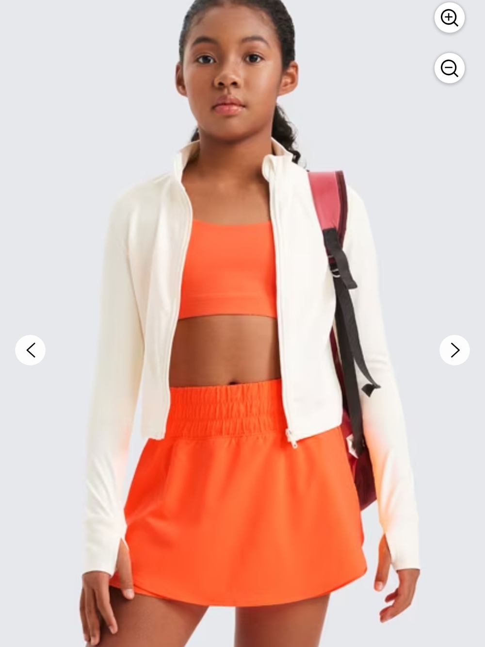 CRZ YOGA Orange Athletic Skort with White Jacket